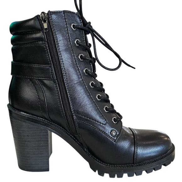 GBG Guess Women's Jayden Black Combat Boots Size 8.5 Ankle Chunky Heel - Picture 4 of 10